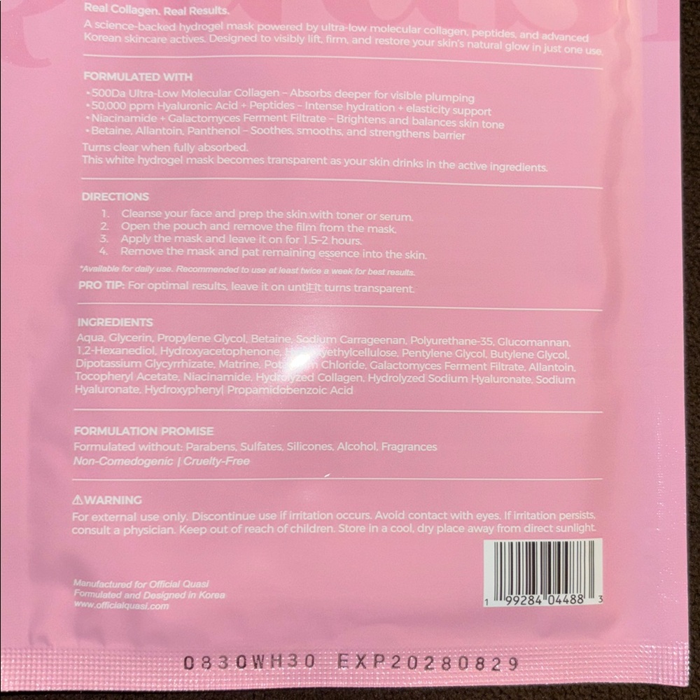 Quasi Collagen Glow Up Masks - price firm for 2 -TRY BEFORE U BUY ONLINE NIP - Picture 8 of 9